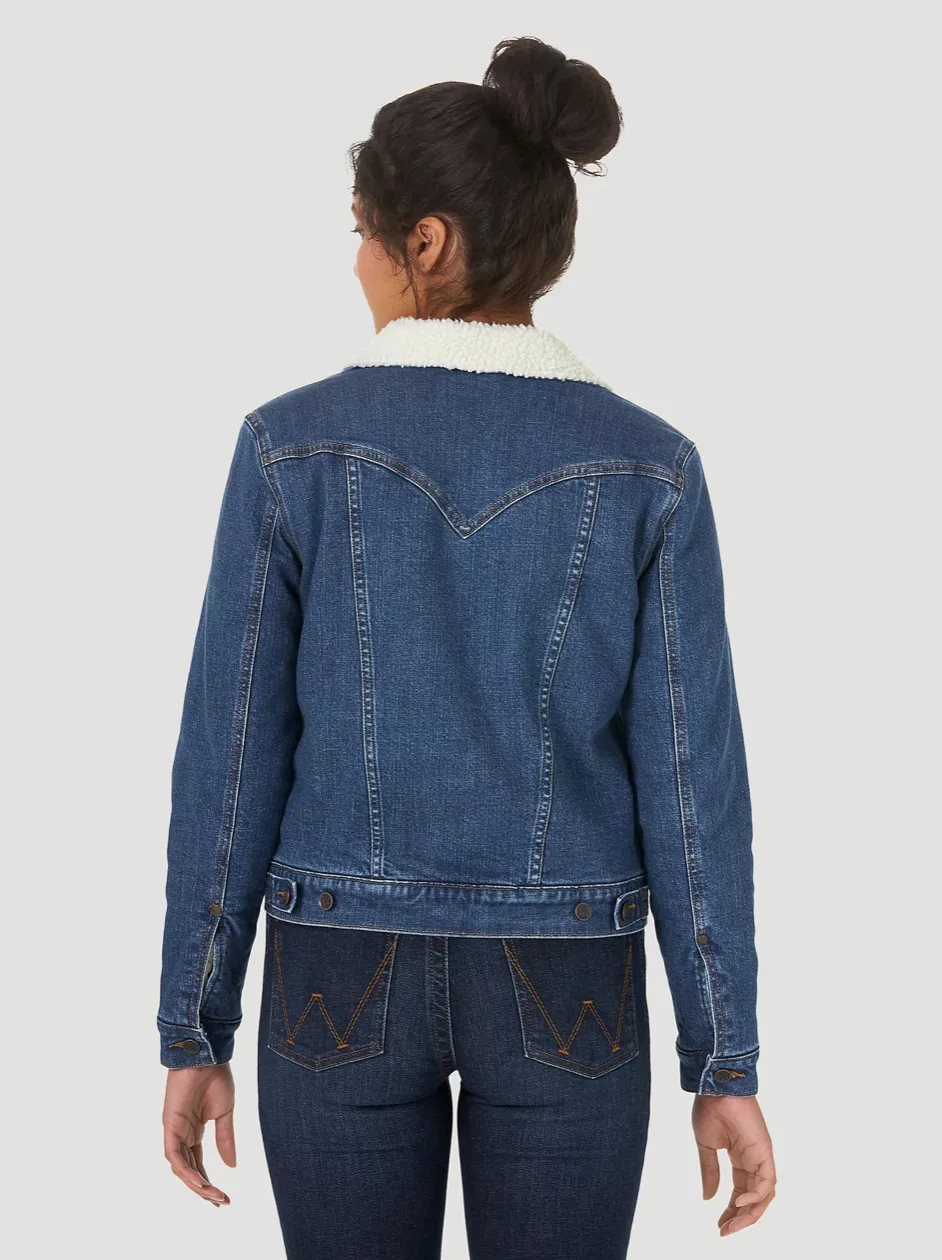 10LWJ320D - Wrangler Retro® Women's Sherpa Lined Western Denim Jacket - Denim