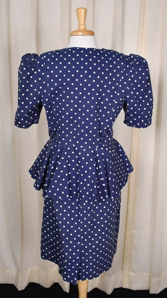 1940s Style Bow Peplum Dress