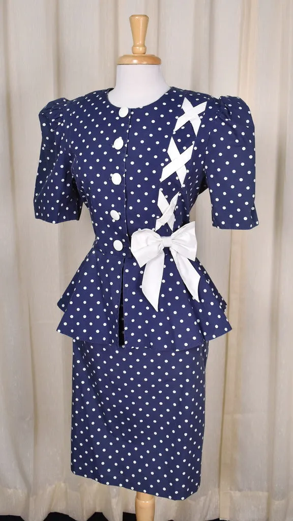 1940s Style Bow Peplum Dress