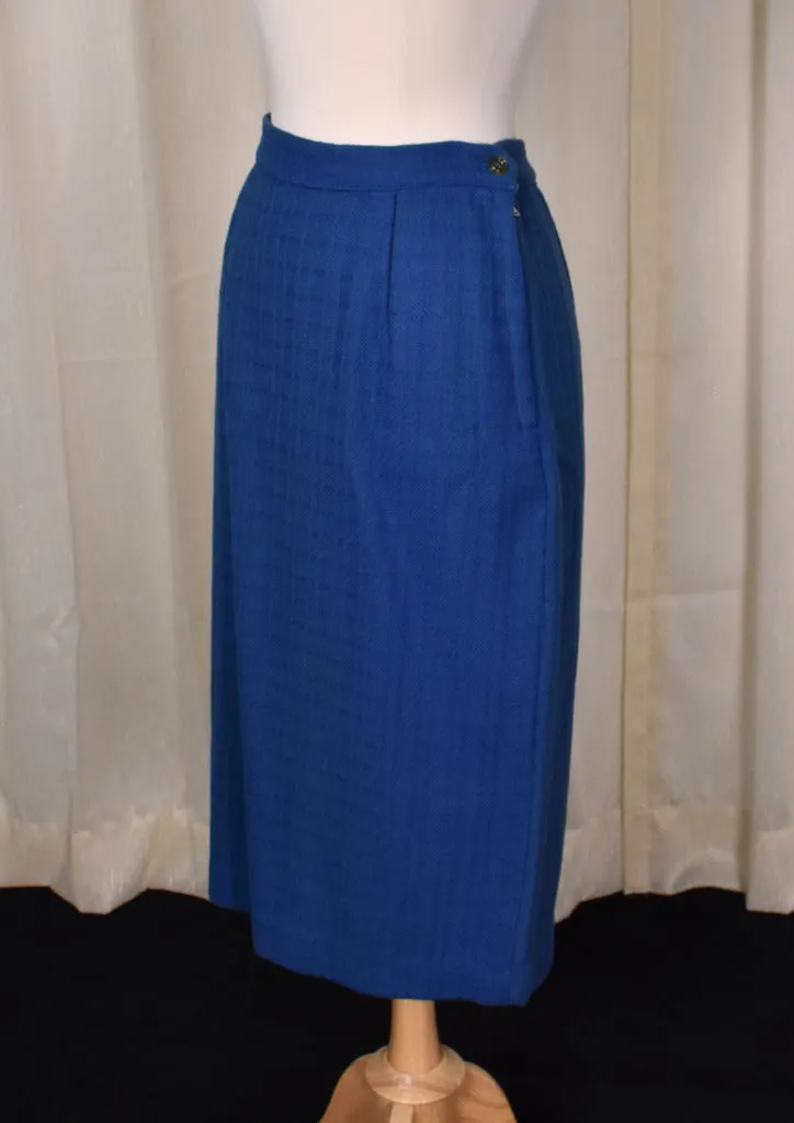 1950s Blue Silver Button Skirt Suit Set