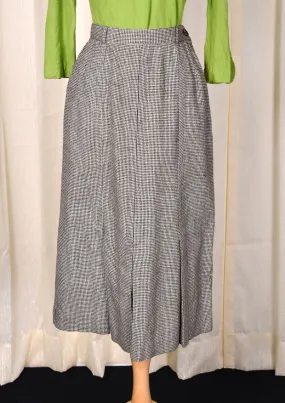 1950s Vintage Brown & Tan Plaid Kick Pleat Pencil Skirt