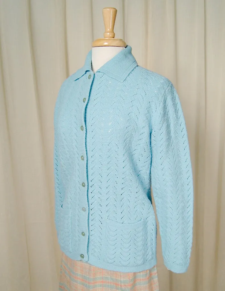 1960s Powder Blue Collar Cardi