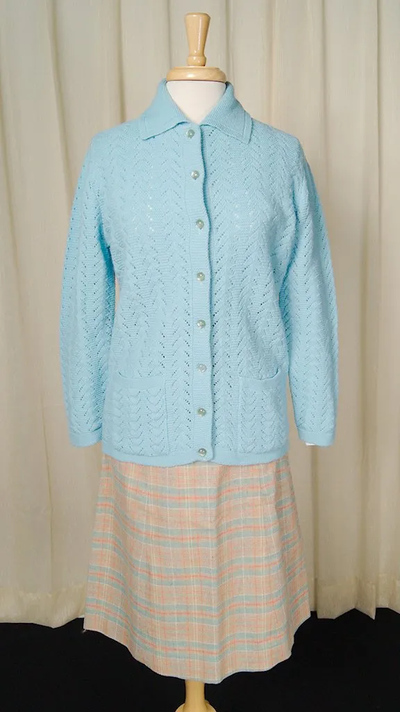 1960s Powder Blue Collar Cardi