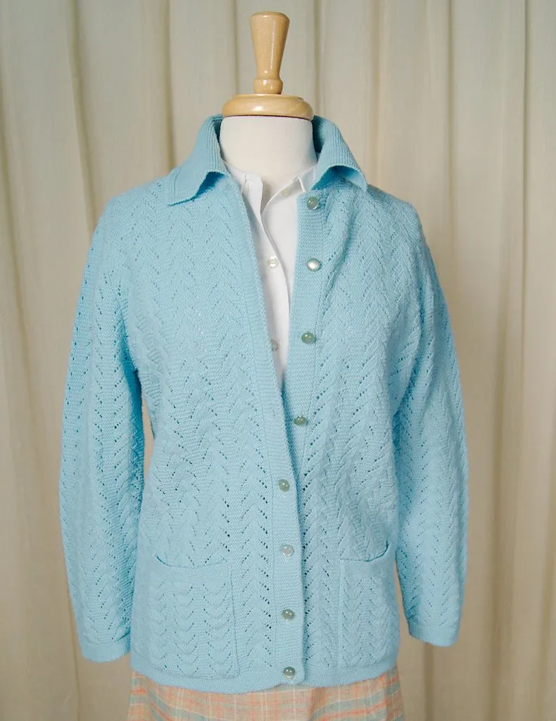 1960s Powder Blue Collar Cardi