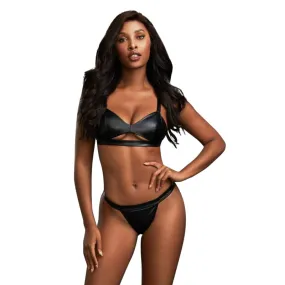 3 Piece Robe, Bralette & Thong Set - Large -  Black