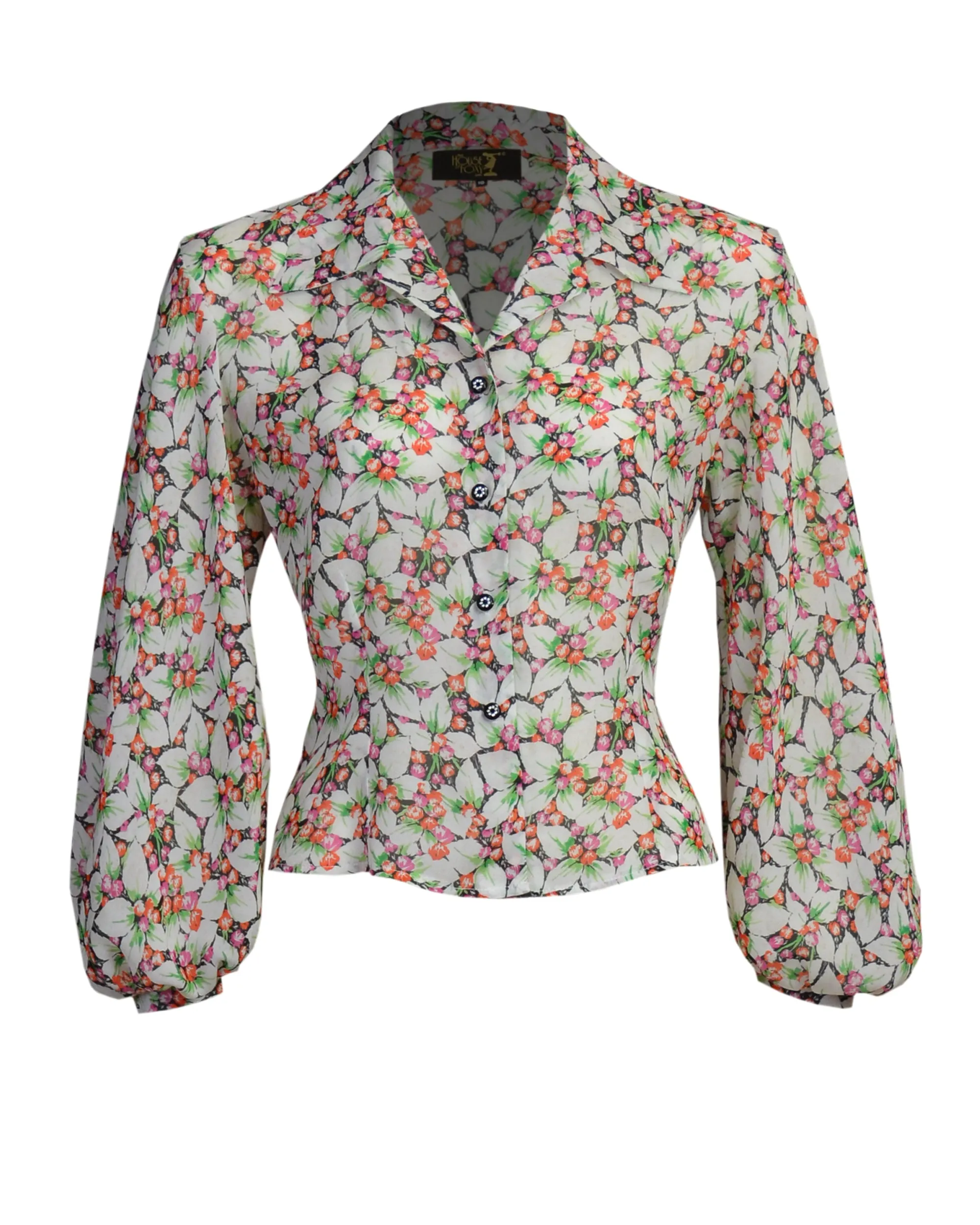 50s Lola Blouse in Beautyberry Georgette