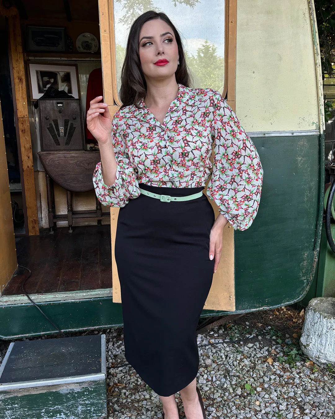 50s Lola Blouse in Beautyberry Georgette