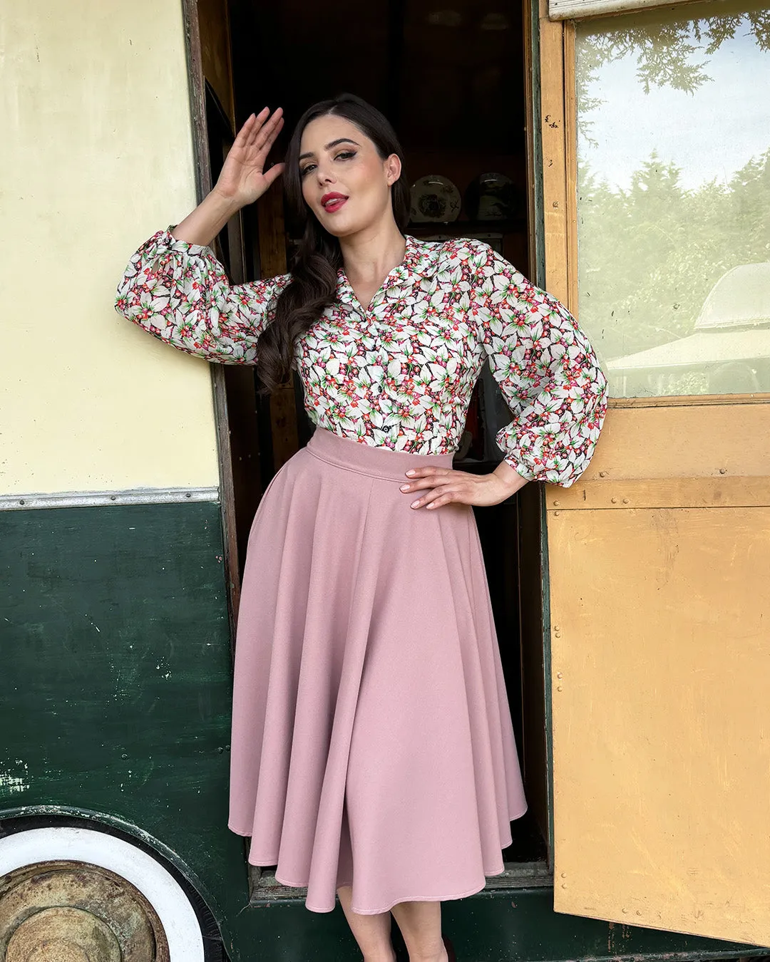 50s Lola Blouse in Beautyberry Georgette