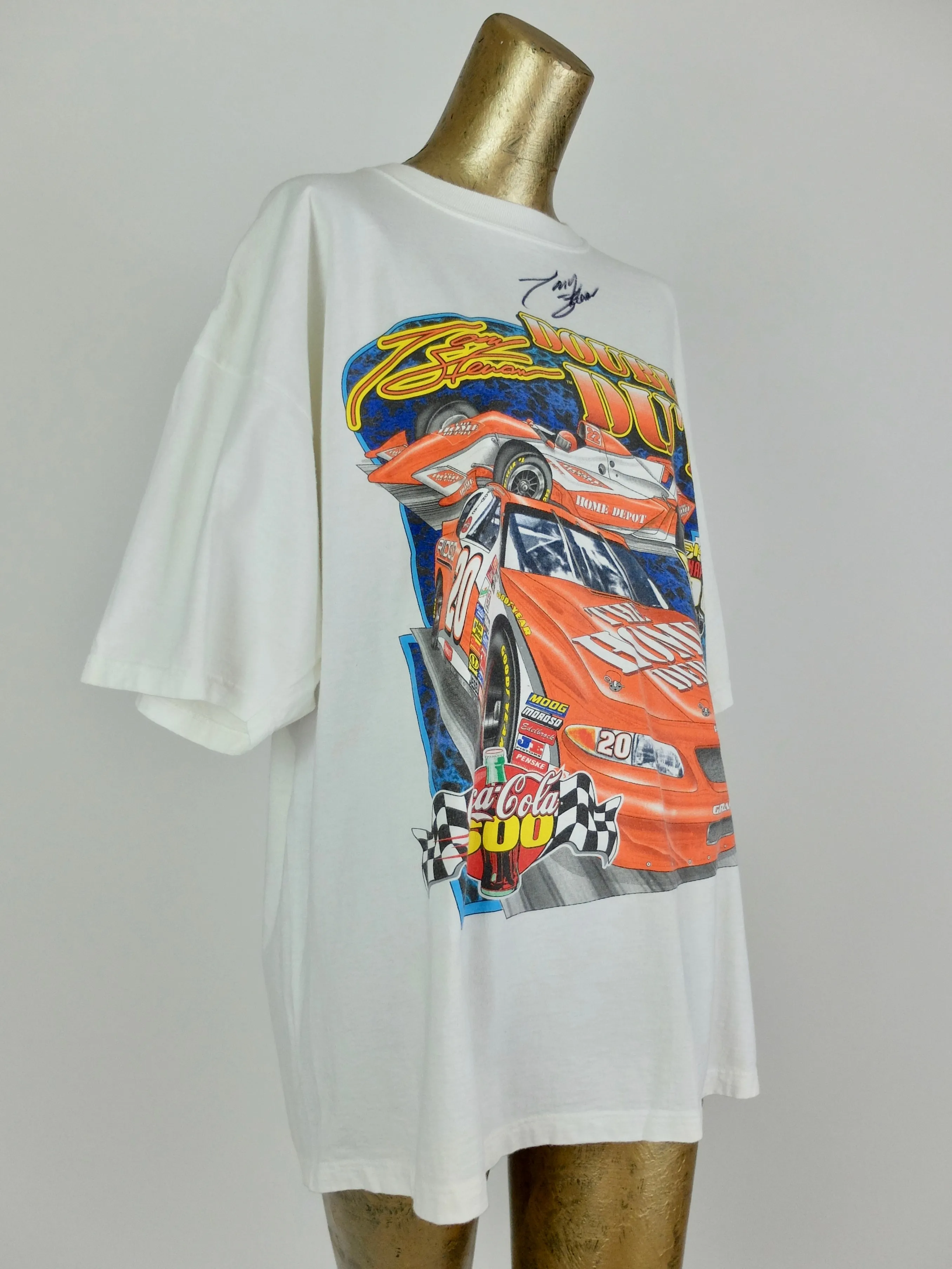 90s Signed Tony Stewart NASCAR Short Sleeve Graphic Race Car T-Shirt