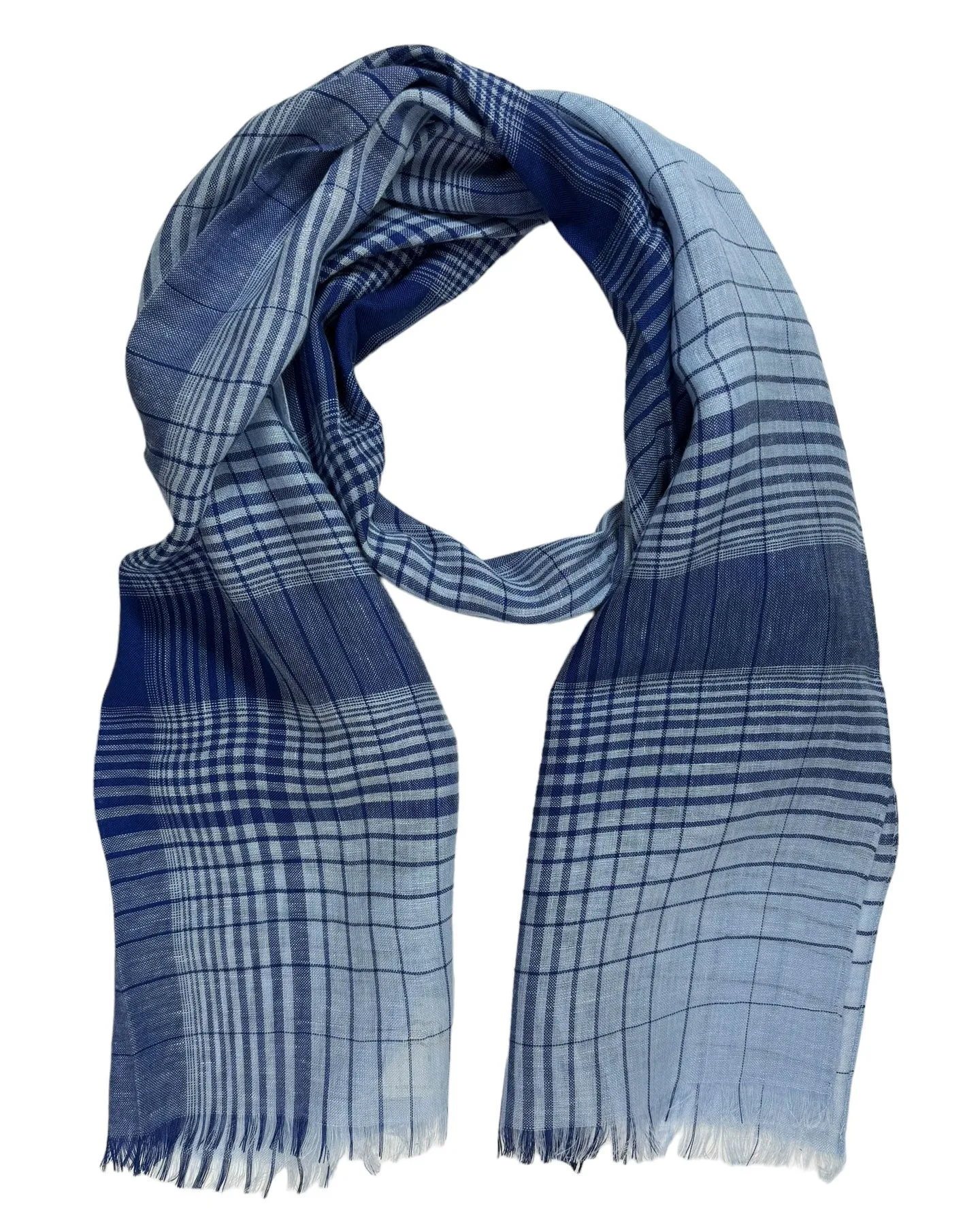 Agnona Scarf Blue DESIGN - Luxury Silk Linen Shawl FINAL SALE