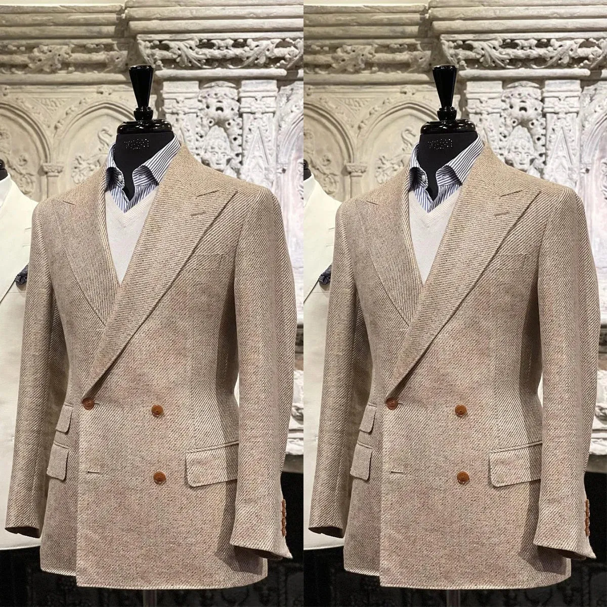 Aidase Latest Casual Men Suits Blazer For Wedding Double Breasted Groom Wear Evening Party Prom Tuxedo Jacket Customize Only Coat