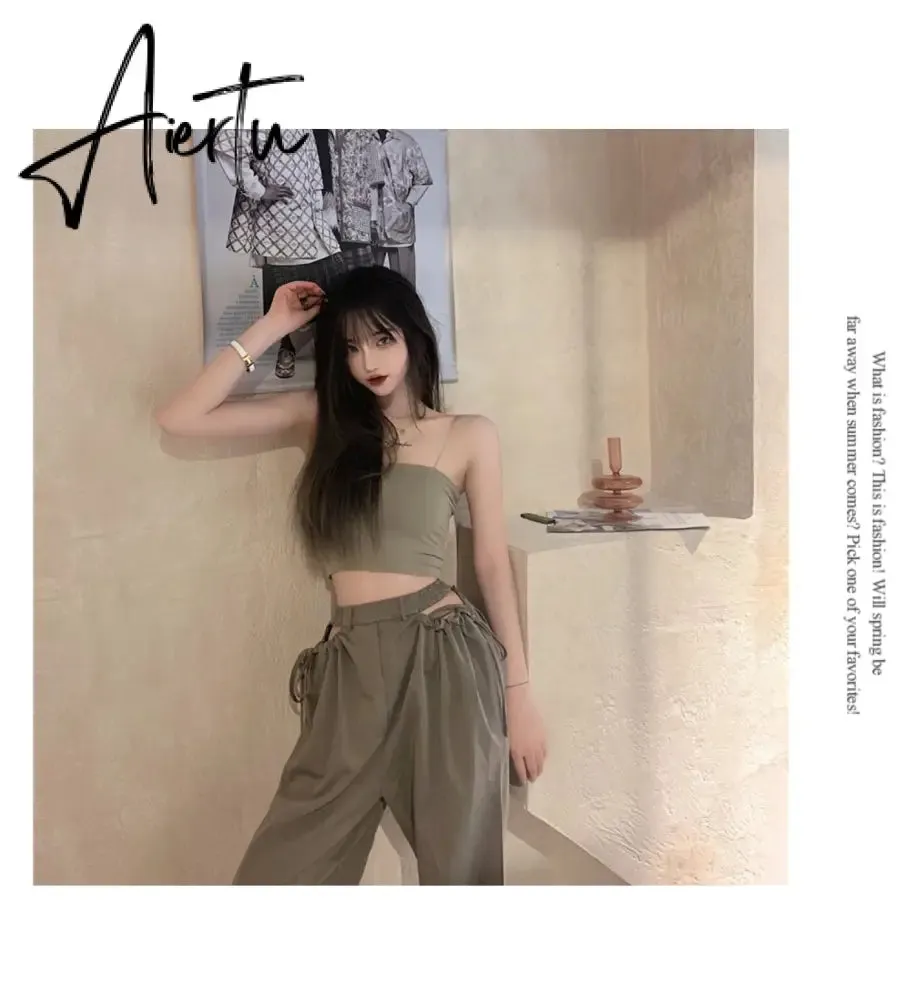 Aiertu Streetwear Women's Cargo Harem Pants Hip Hop High Waist Casual Female Track Pants Joggers Trousers Fashion Harajuku Women Pants