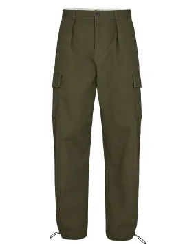 AKJAKOB TWILL PLEAT CARGO PANTS - Forest night