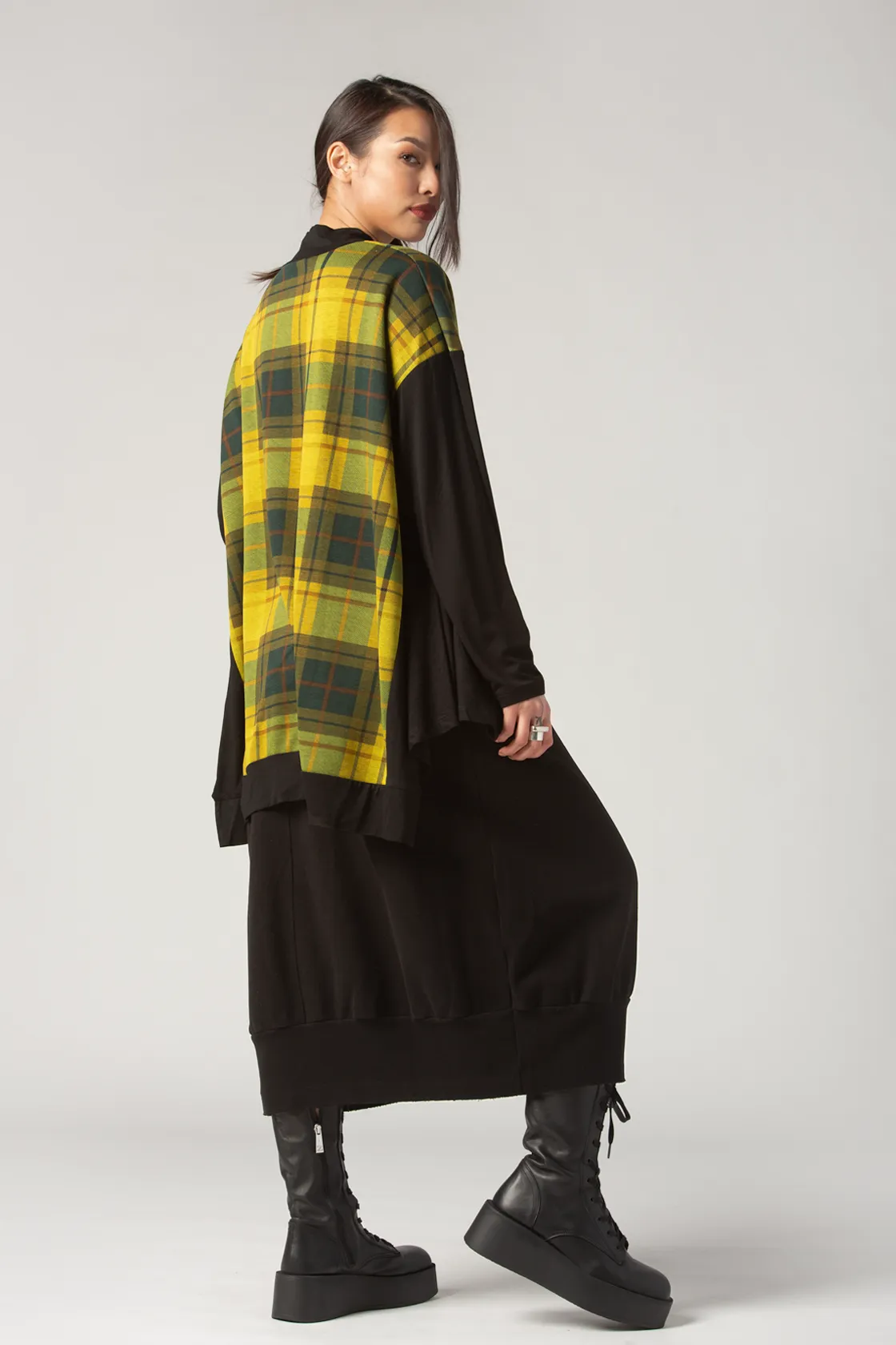 ALEMBIKA Plaid Top in Yellow Plaid Jersey