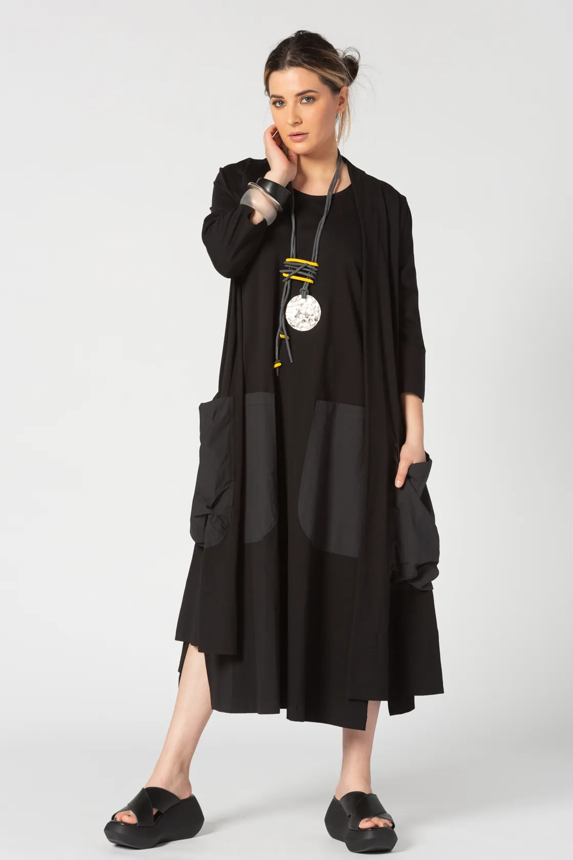 ALEMBIKA Pockets Dress in Black Jersey