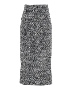 Alessandra Rich Tweed Midi Pencil Skirt