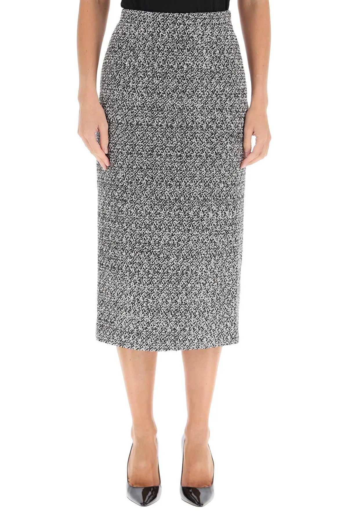 Alessandra Rich Tweed Midi Pencil Skirt