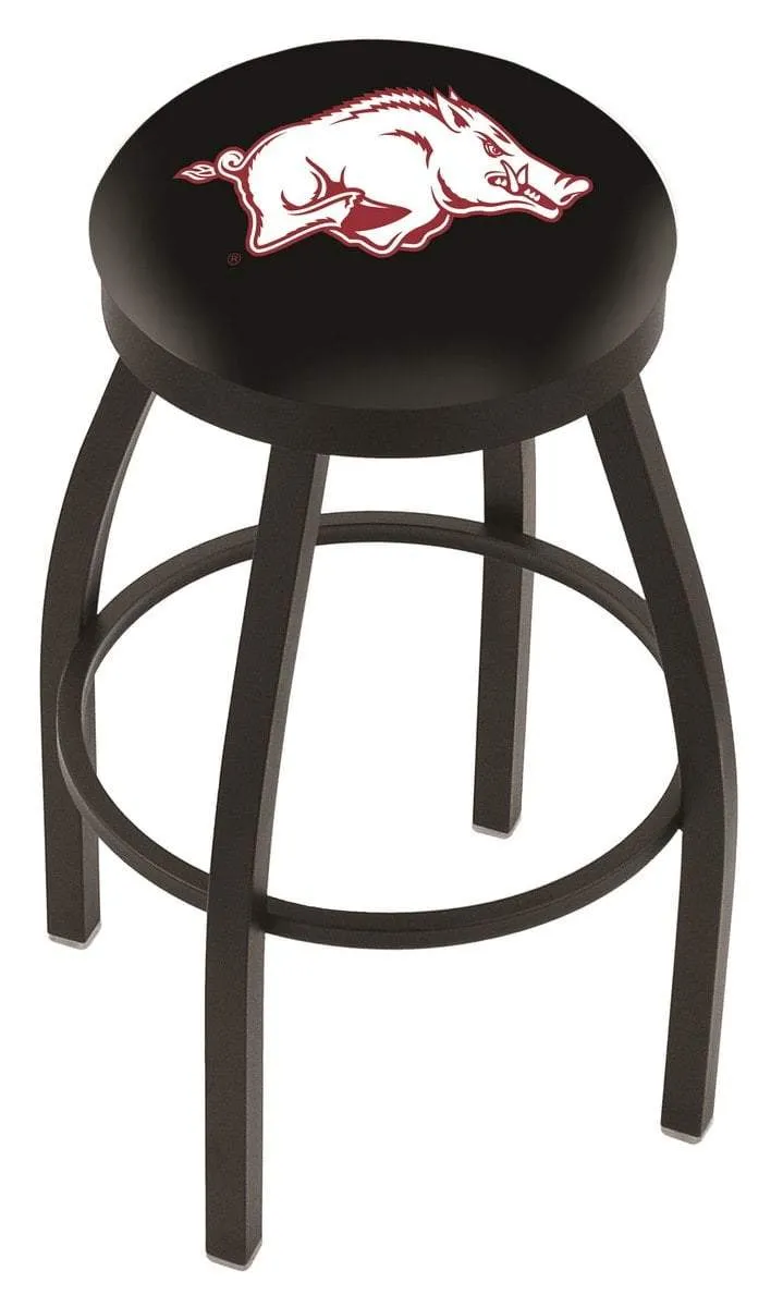 Arkansas Razorbacks HBS Black Swivel Bar Stool with Red Cushion