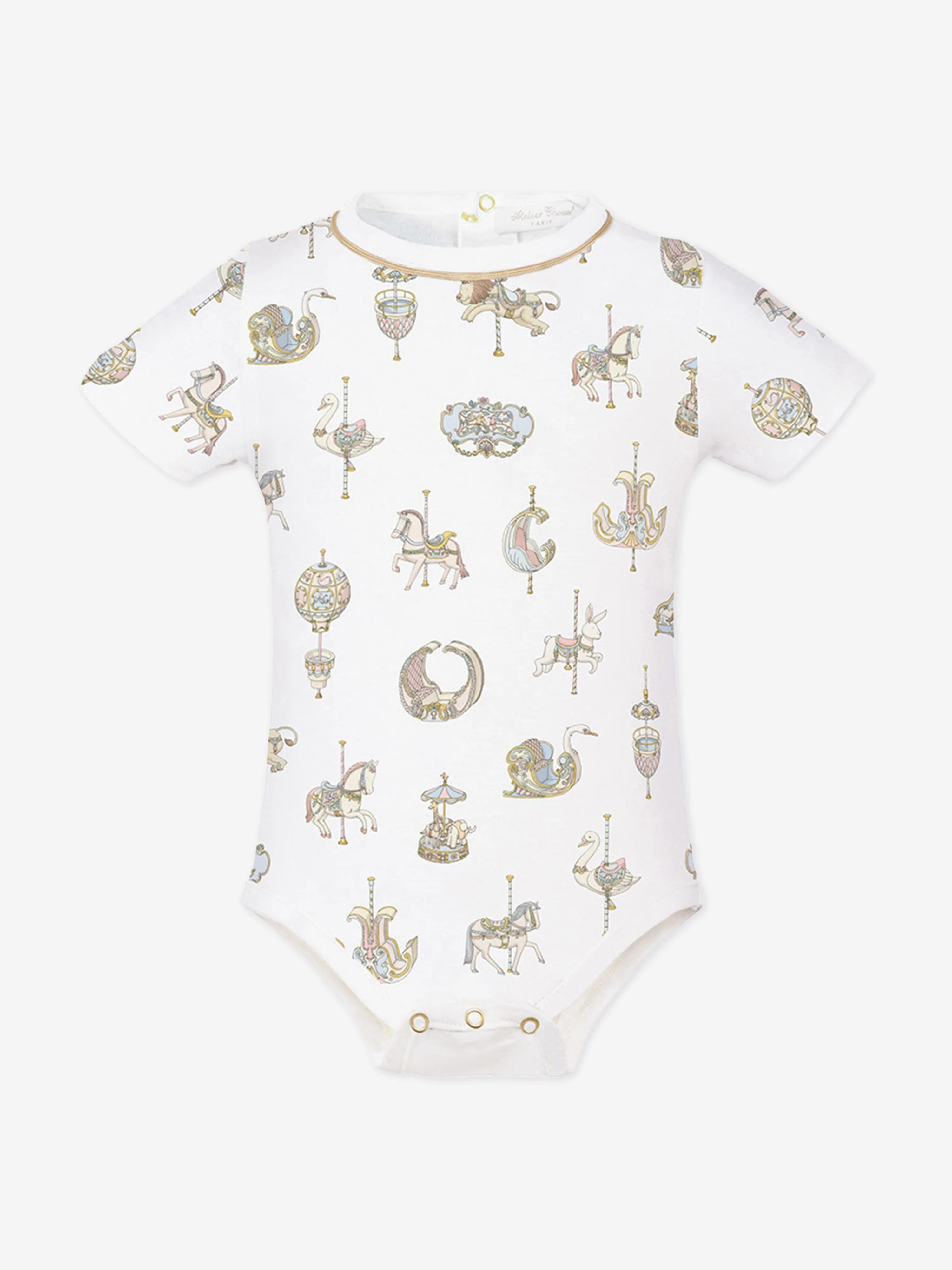 Atelier Choux Baby Carousel Onesie in White