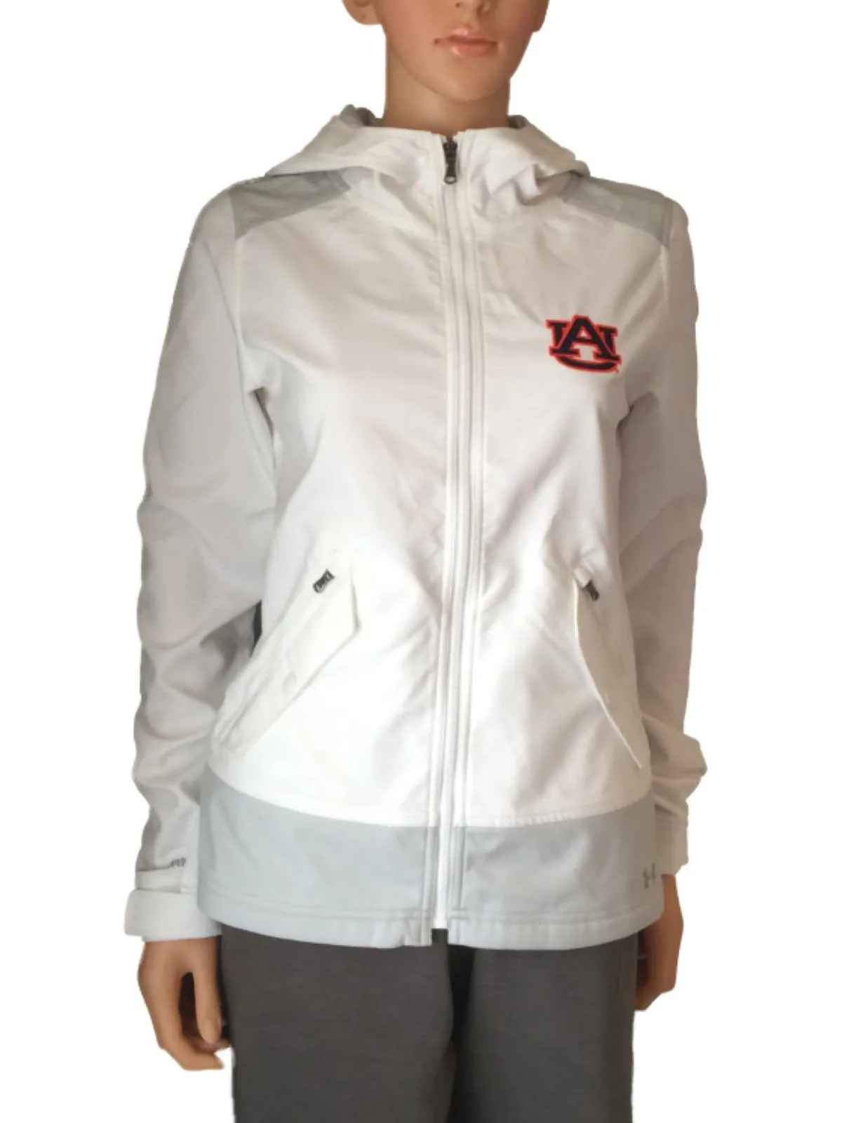 Auburn Tigers Under Armour Coldgear Storm1 WOMENS LS White Full Zip Coat (S)