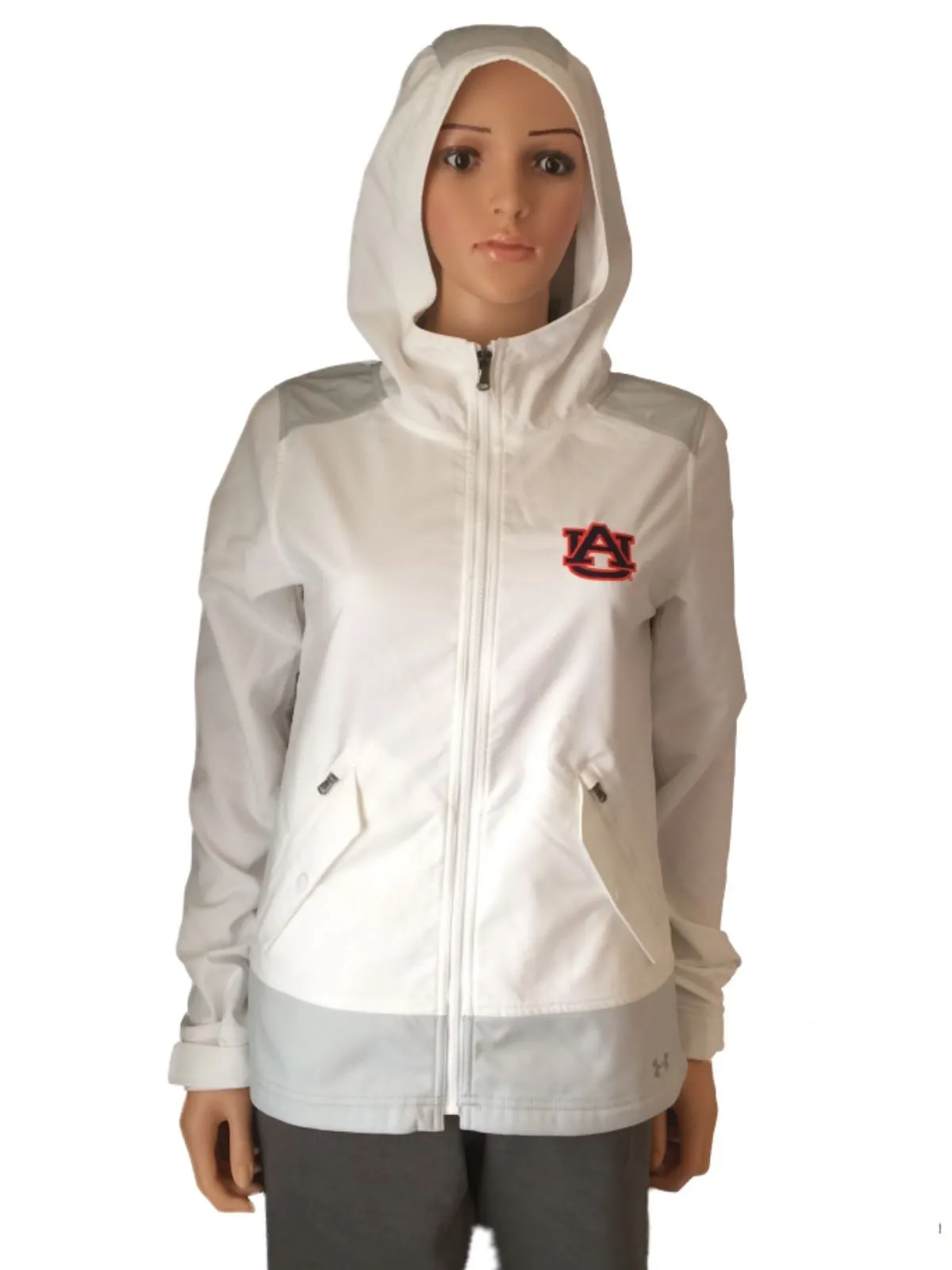 Auburn Tigers Under Armour Coldgear Storm1 WOMENS LS White Full Zip Coat (S)