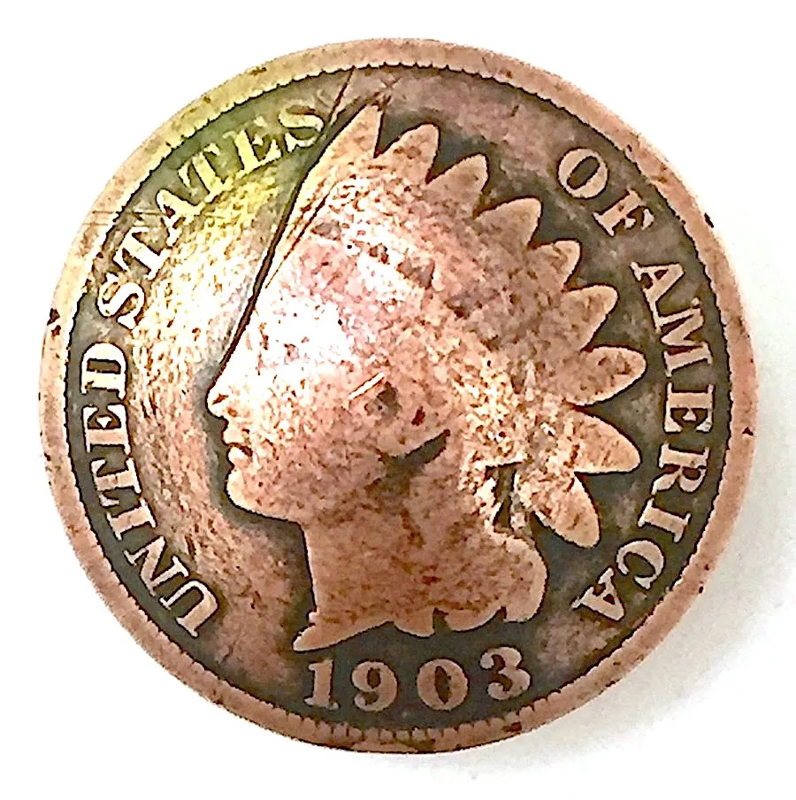 Authentic Copper Coin Indian Head Penny 1888-1908 Concho Button 3/4", #SW-56