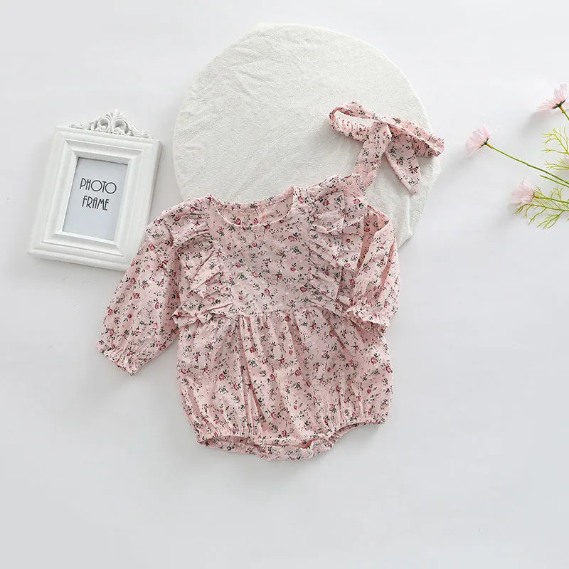 Baby Girl Ditsy Flower Pattern Long Sleeve Cute Bodysuit by MyKids-USA™