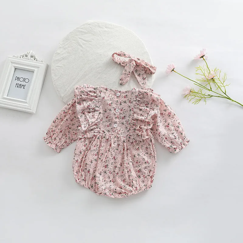 Baby Girl Ditsy Flower Pattern Long Sleeve Cute Bodysuit by MyKids-USA™