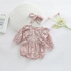 Baby Girl Ditsy Flower Pattern Long Sleeve Cute Bodysuit by MyKids-USA™