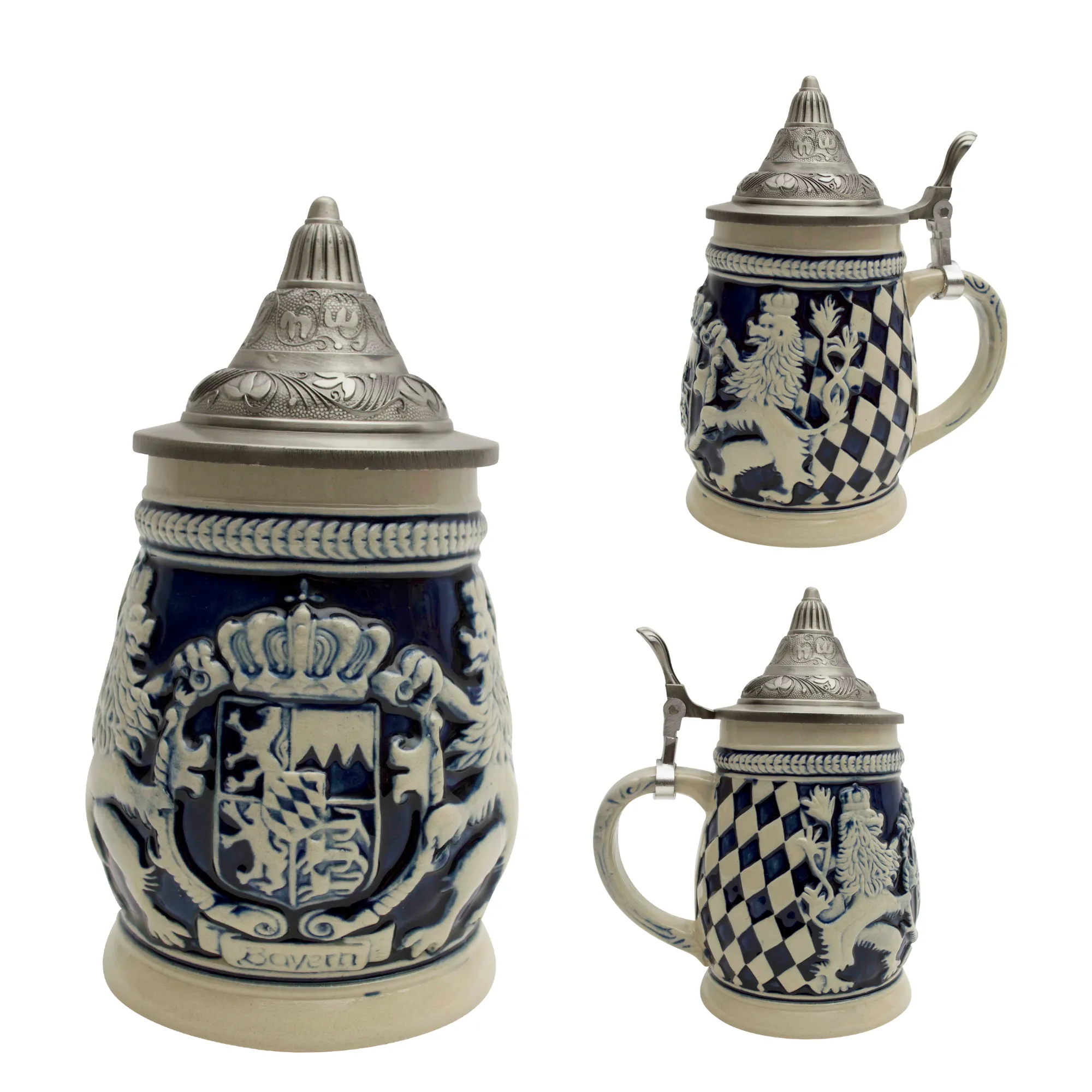 Bayern Coat of Arms Ceramic Beer Stein w/Lid