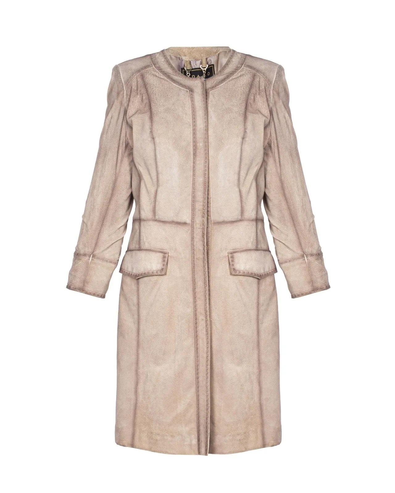 Beige Long Leather Coat