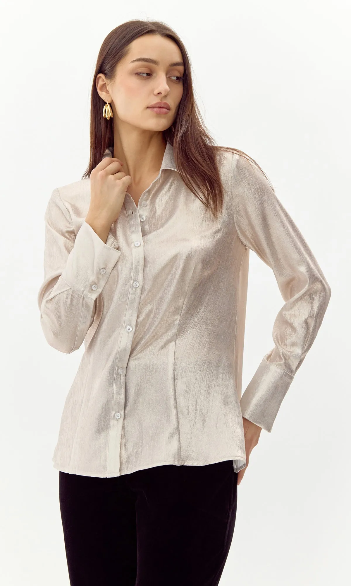 Belmont Slim Metallic Button Down Shirt