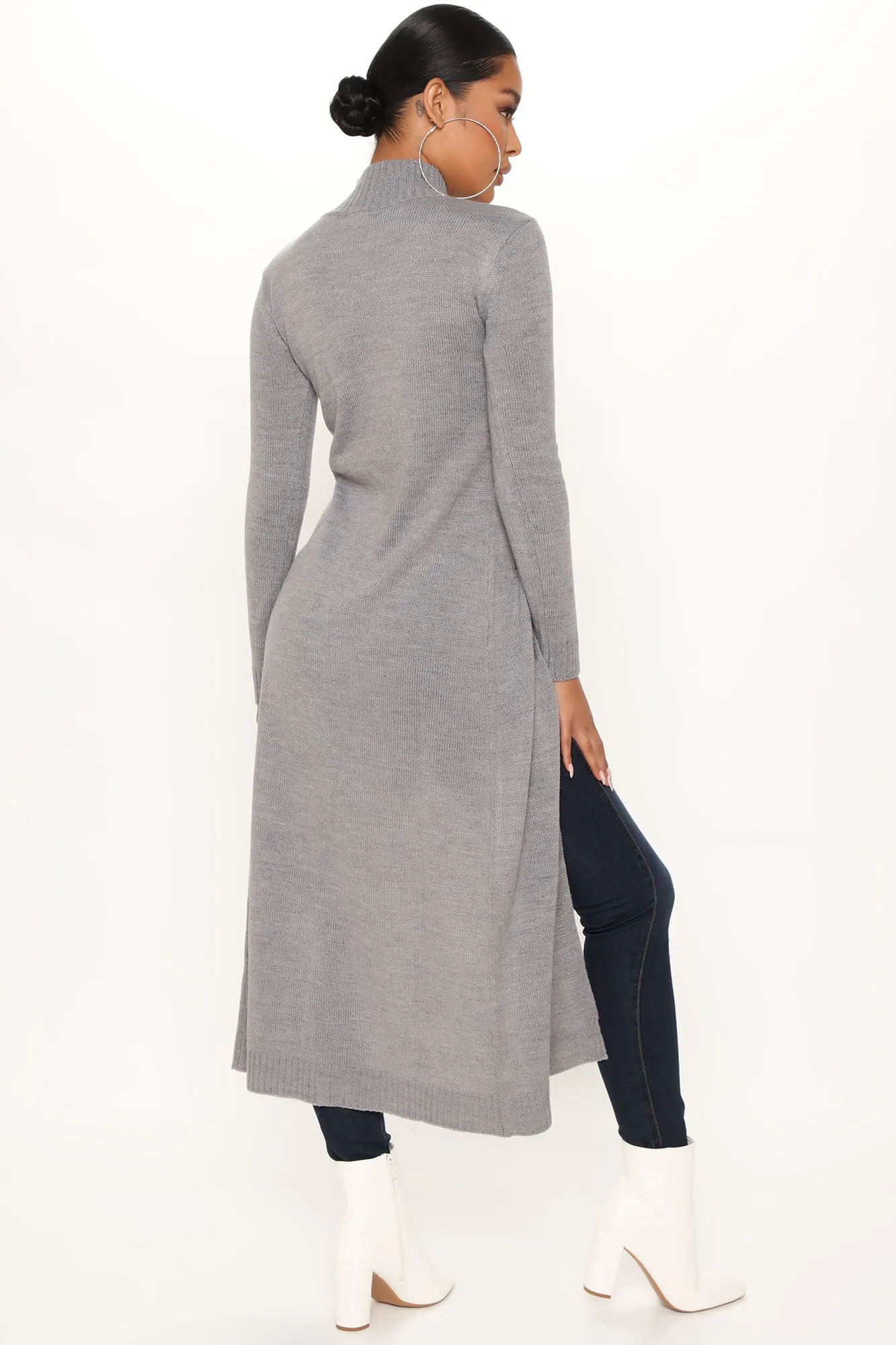 Best Believe It Tunic Sweater - Heathered Grey