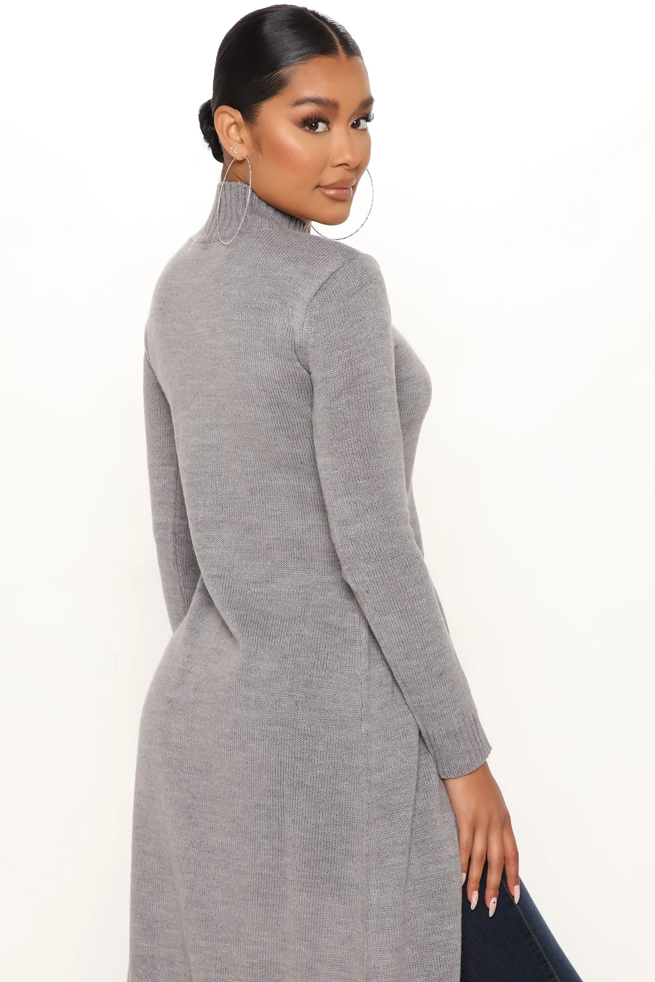 Best Believe It Tunic Sweater - Heathered Grey