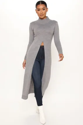 Best Believe It Tunic Sweater - Heathered Grey