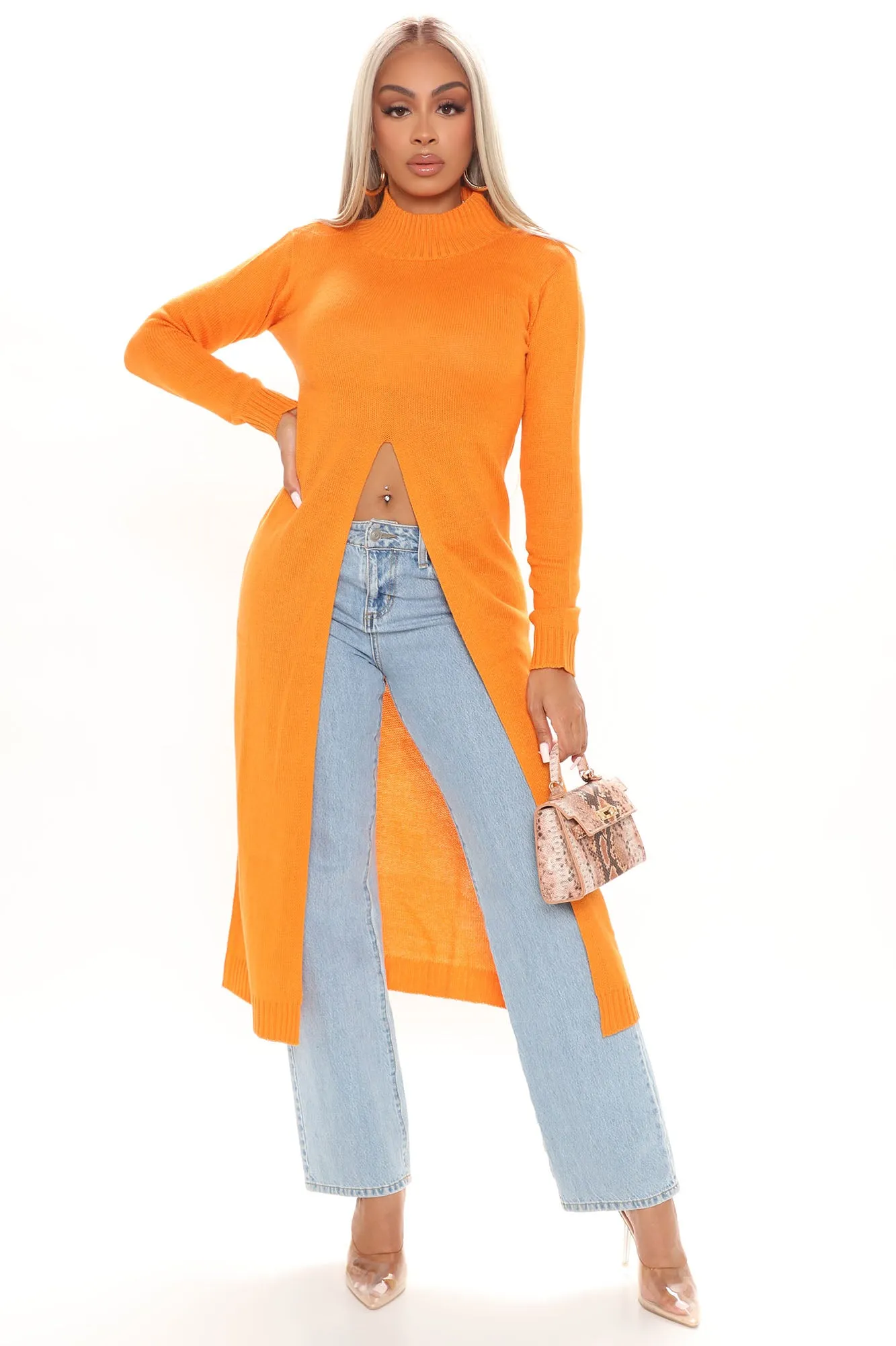 Best Believe It Tunic Sweater - Orange