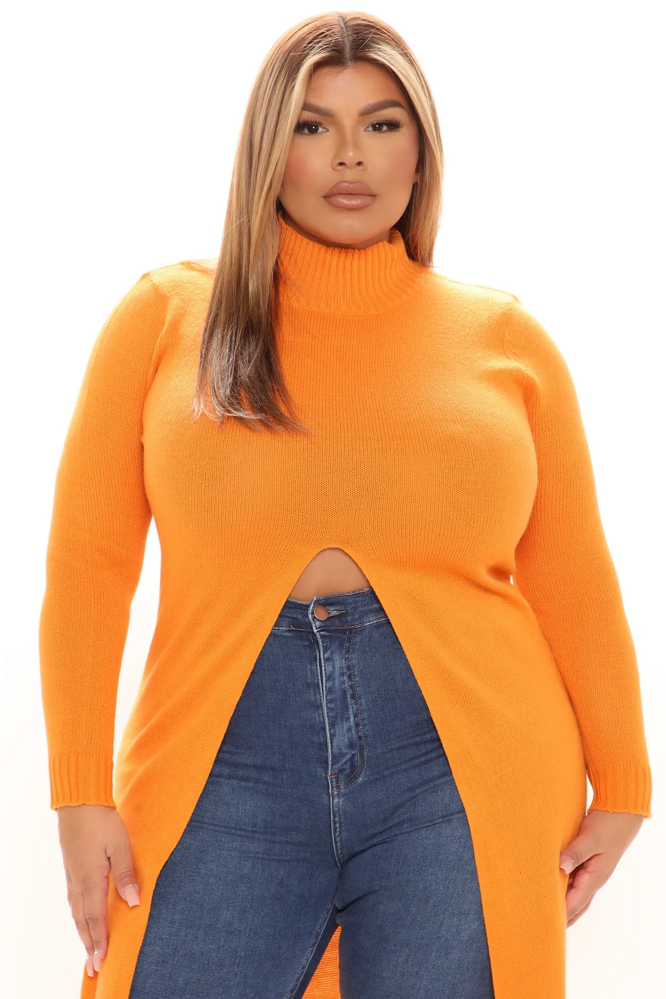 Best Believe It Tunic Sweater - Orange