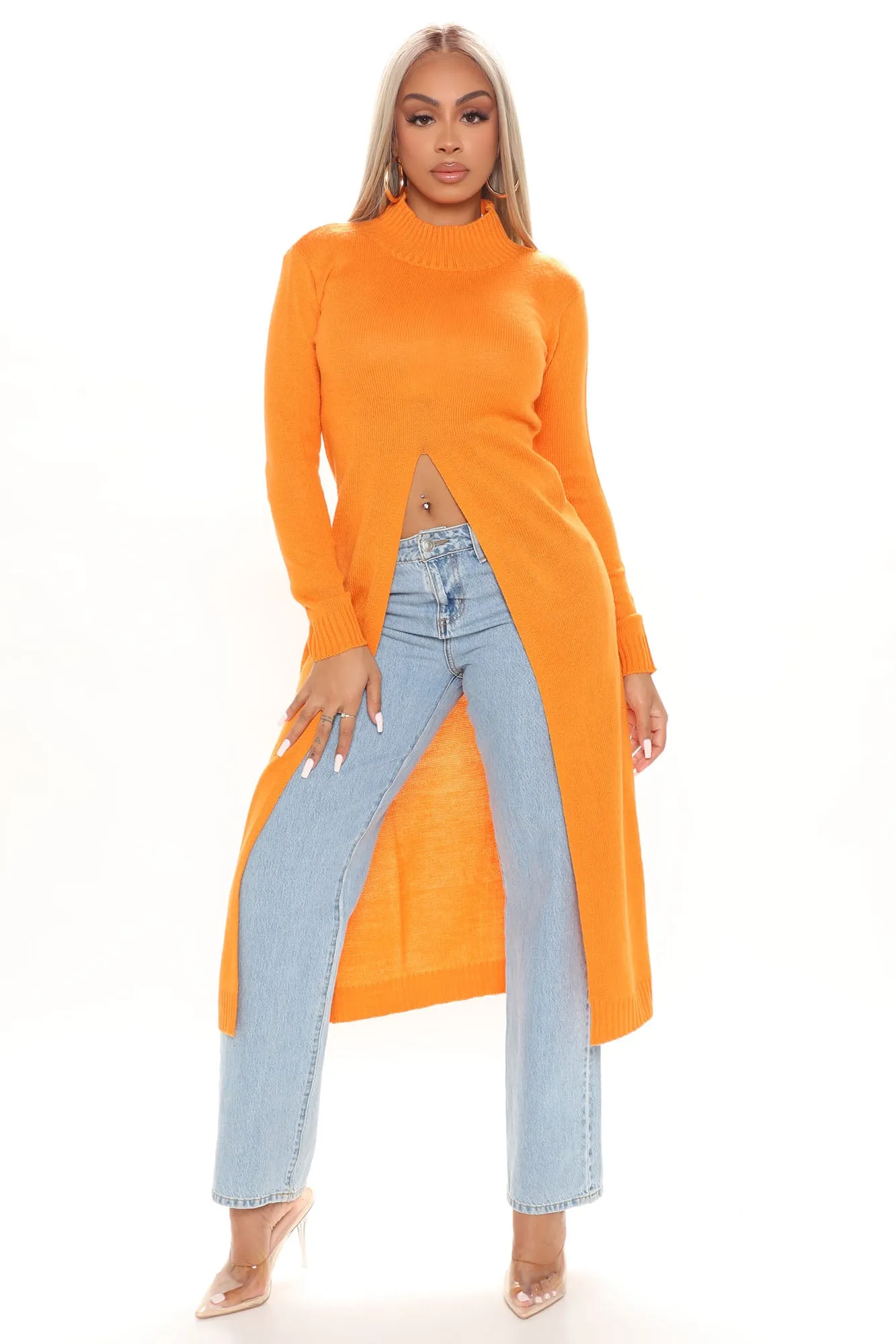 Best Believe It Tunic Sweater - Orange