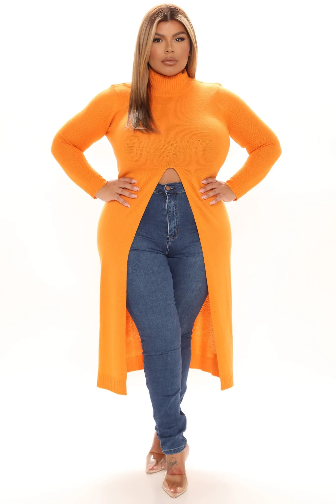 Best Believe It Tunic Sweater - Orange