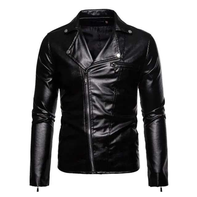 Biker Faux Leather Button Decorated Jacket