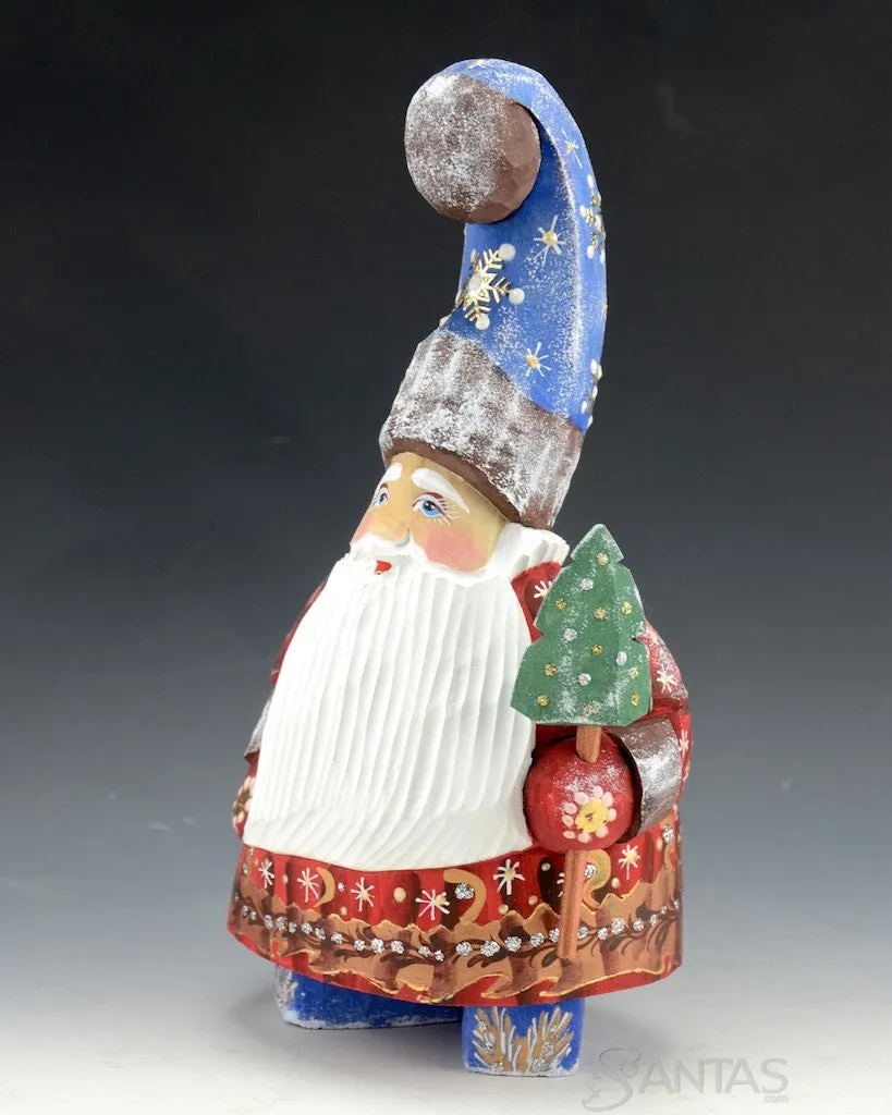 Blue Tall Hat Russian Santa Claus