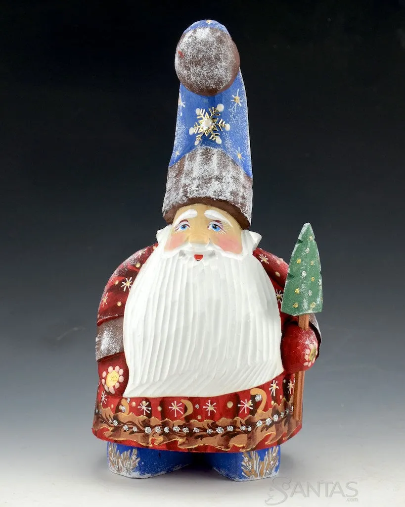 Blue Tall Hat Russian Santa Claus