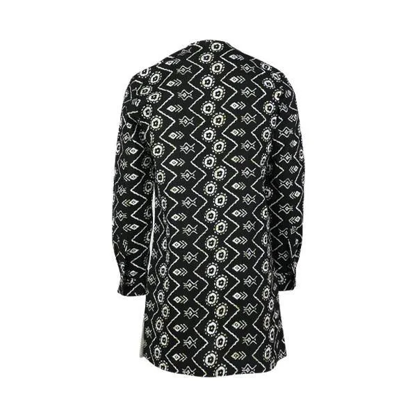 BOYS ANKARA PRINT TUNIC LONG-SLEEEVE SHIRT- BLACK