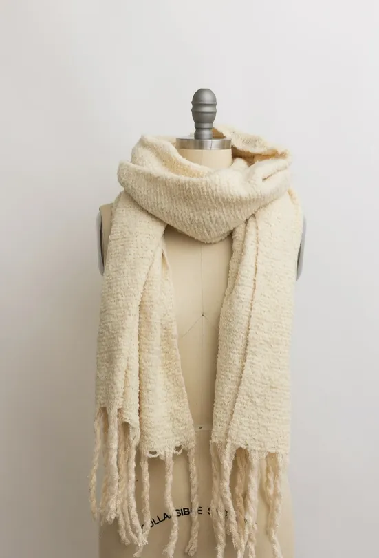 Bundled Up Cozy Knit Scarf with Tassels