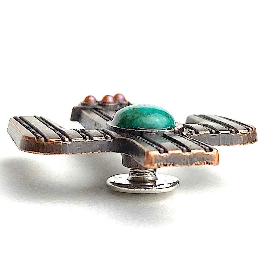 Cactus 1-1/2" Grayish Copper / Turquoise Screw Back Concho 1.5"  #SWH-134