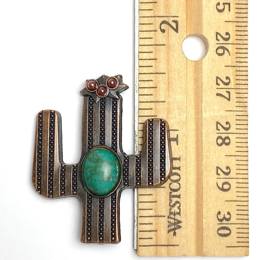 Cactus 1-1/2" Grayish Copper / Turquoise Screw Back Concho 1.5"  #SWH-134