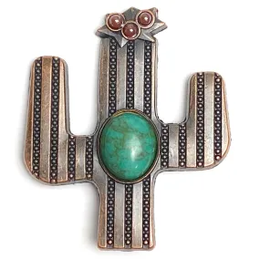 Cactus 1-1/2" Grayish Copper / Turquoise Screw Back Concho 1.5"  #SWH-134