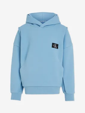 Calvin Klein Boys Pique Modern Comfort Hoodie in Blue