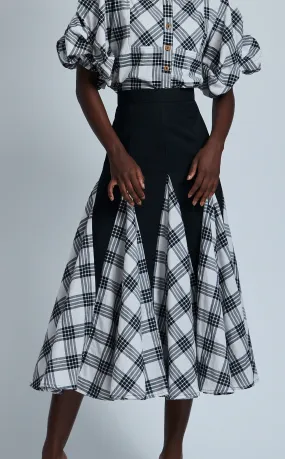 CANBERRA SKIRT - BLACK CHECKERED TWILL