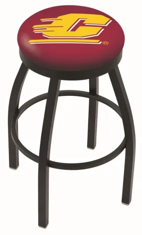 Central Michigan Chippewas HBS Black Swivel Bar Stool with Maroon Cushion